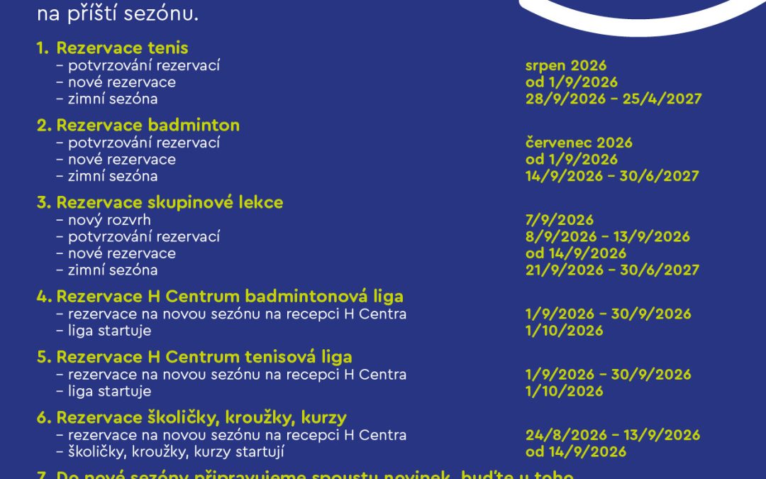 Informace na novou sezónu