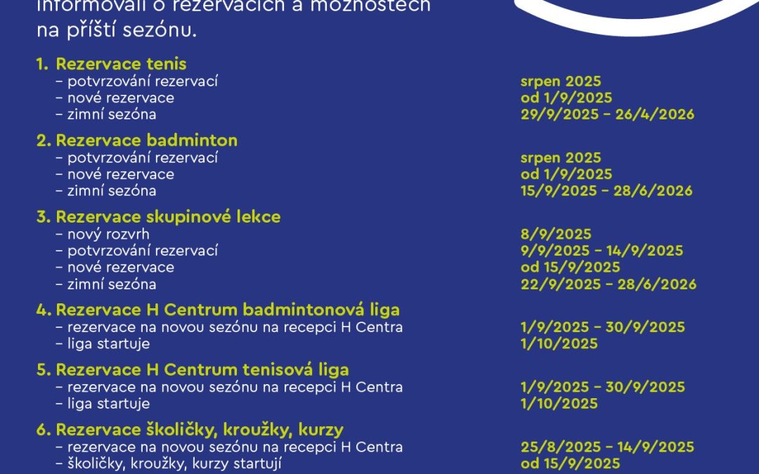 Informace na novou sezónu